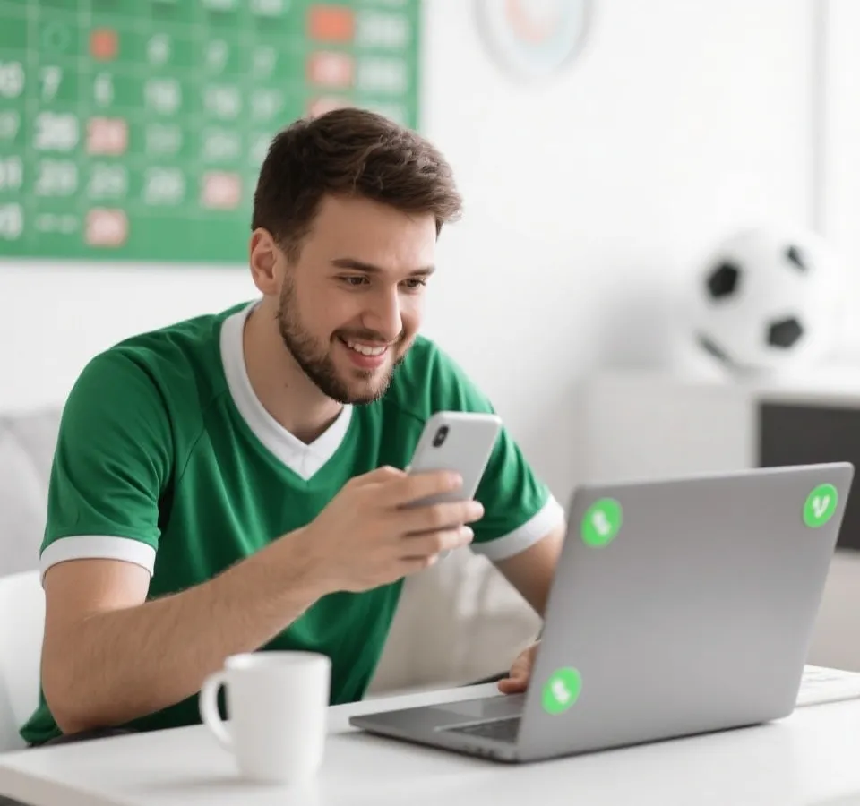 球迷在多设备上查看赛程与比分提醒